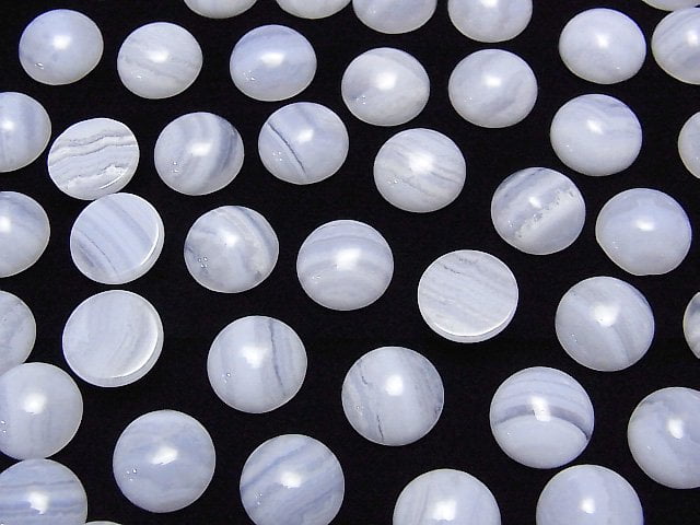 Blauer Spitzenachat AAA Rund Cabochon 10x10mm 4 Stück