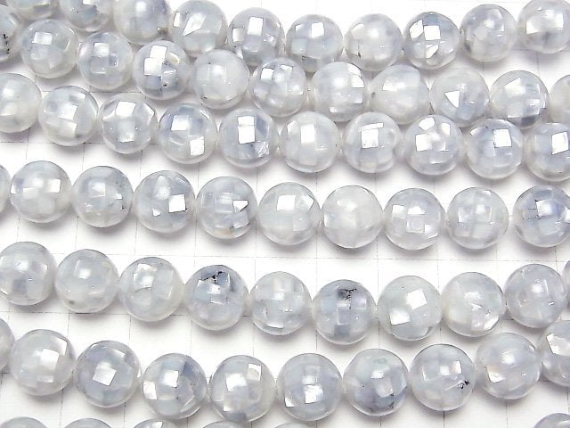 Mosaikschale Silber Rund 10mm 1/4 oder 1Strang Perlen (ca. 15 Zoll / 38 cm)