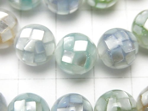 Mosaikschale Mischfarbe Rund 10mm 1/4 oder 1Strang Perlen (ca. 16 Zoll / 39 cm)