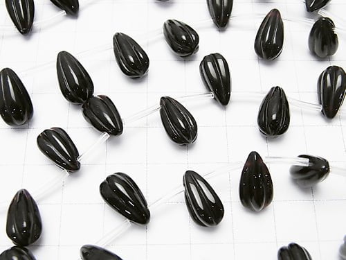 Onyx Line Carved Drop 14x8x8mm half or 1strand beads (aprx.15inch/38cm)