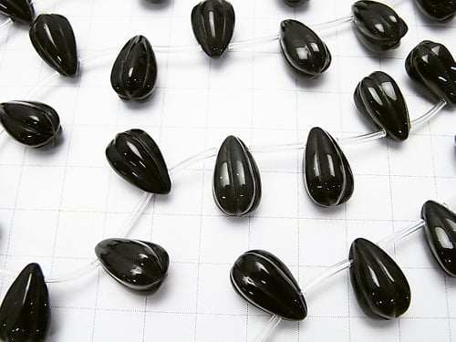 Onyx Line Carved Drop 16x10x10mm half or 1strand beads (aprx.15inch/38cm)