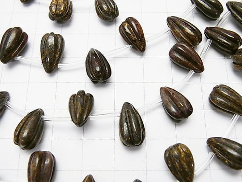 Bronzite Line Carved Drop 14x8x8mm half or 1strand beads (aprx.15inch/38cm)