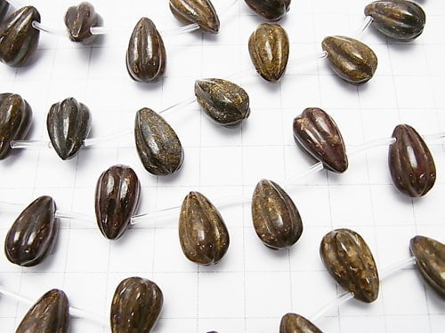 Bronzite Line Carved Drop 16x10x10mm half or 1strand beads (aprx.15inch/38cm)