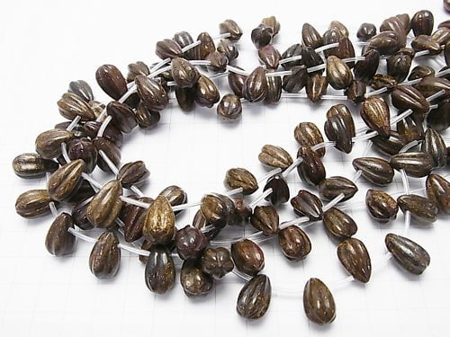 Bronzite Line Carved Drop 16x10x10mm half or 1strand beads (aprx.15inch/38cm)