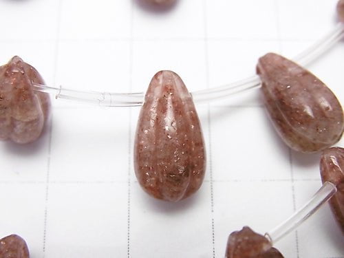 Moscovite Line Carved Drop 14x8x8mm half or 1strand beads (aprx.15inch/38cm)
