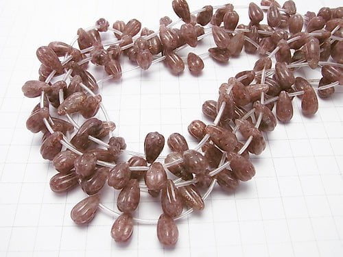 Moscovite Line Carved Drop 14x8x8mm half or 1strand beads (aprx.15inch/38cm)