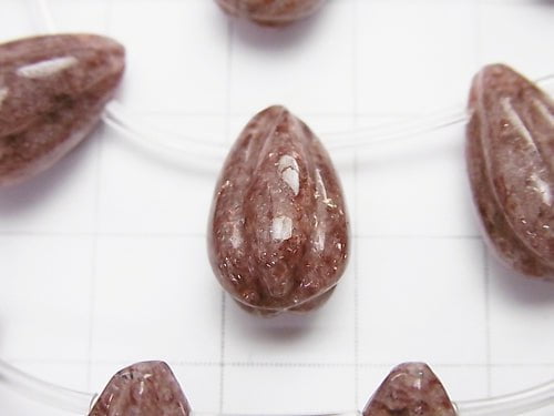 Moscovite Line Carved Drop 16x10x10mm half or 1strand beads (aprx.15inch/38cm)