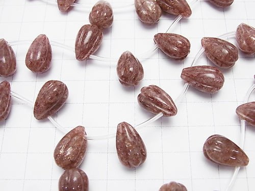 Moscovite Line Carved Drop 16x10x10mm half or 1strand beads (aprx.15inch/38cm)