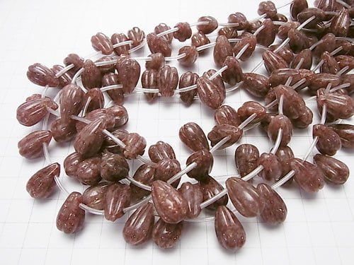 Moscovite Line Carved Drop 16x10x10mm half or 1strand beads (aprx.15inch/38cm)