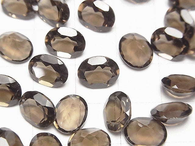 Hochwertiger rauchquarz AAA loser Stein oval facettiert 10x8mm 5 Stück