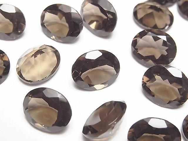 Hochwertiger rauchquarz AAA loser Stein oval facettiert 12x10mm 3 Stück