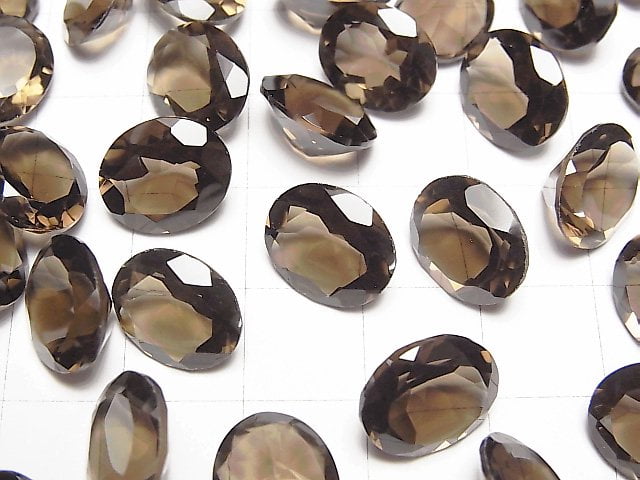 Hochwertiger rauchquarz AAA loser Stein oval facettiert 12x10mm 3 Stück