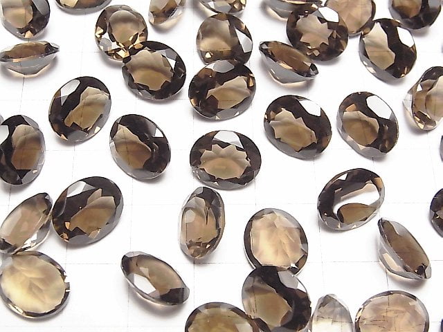 Hochwertiger rauchquarz AAA loser Stein oval facettiert 12x10mm 3 Stück