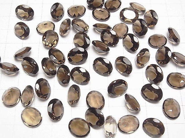 Hochwertiger rauchquarz AAA loser Stein oval facettiert 12x10mm 3 Stück