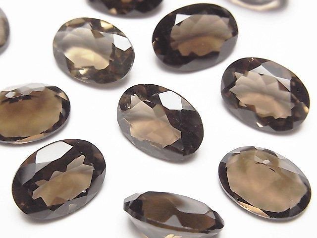 Hochwertiger rauchquarz AAA loser Stein oval facettiert 14x10mm 2 Stück