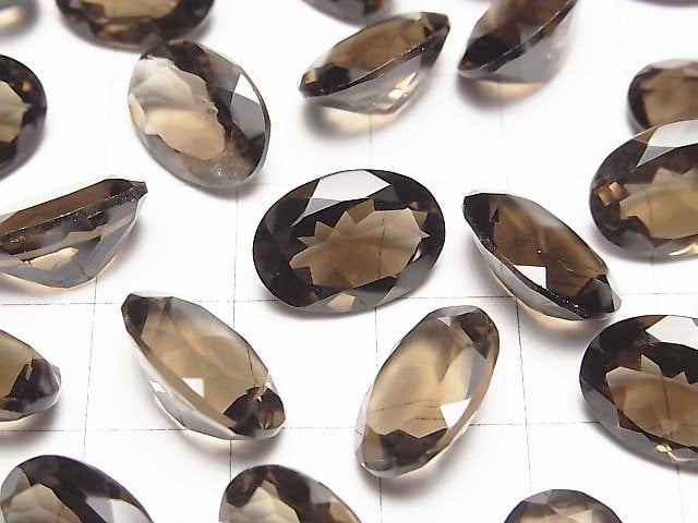 Hochwertiger rauchquarz AAA loser Stein oval facettiert 14x10mm 2 Stück