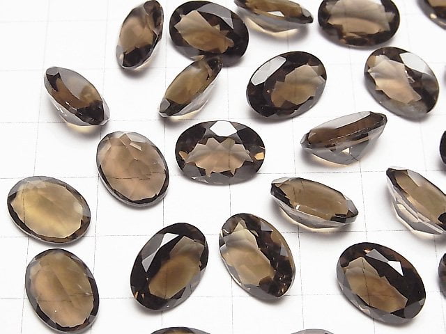 Hochwertiger rauchquarz AAA loser Stein oval facettiert 14x10mm 2 Stück