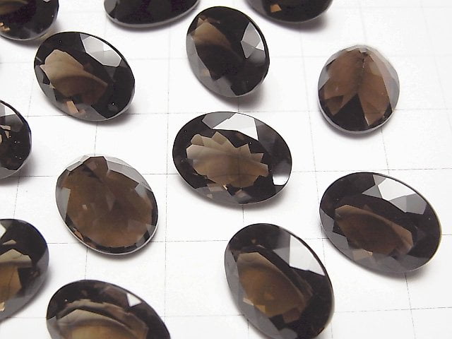 Hochwertiger rauchquarz AAA loser Stein oval facettiert 16x12mm 2 Stück