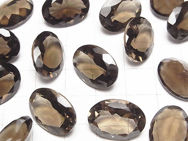 Hochwertiger rauchquarz AAA loser Stein oval facettiert 18x13mm 2 Stück