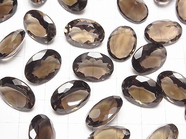 Hochwertiger rauchquarz AAA loser Stein oval facettiert 18x13mm 2 Stück