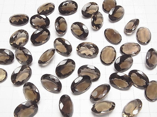 Hochwertiger rauchquarz AAA loser Stein oval facettiert 18x13mm 2 Stück