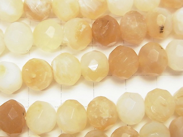 Afrikanischer gelber Opal halb runde Form - facettierte Knopf-Rondelle 10 x 10 x 8 mm halb oder 1 Strang Perlen (ca. 15 Zoll / 38 cm)