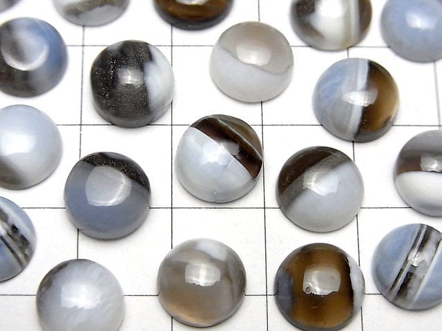 Gestreifter blauer Opal AAA Runde Cabochon 10 x 10 mm 5 Stück