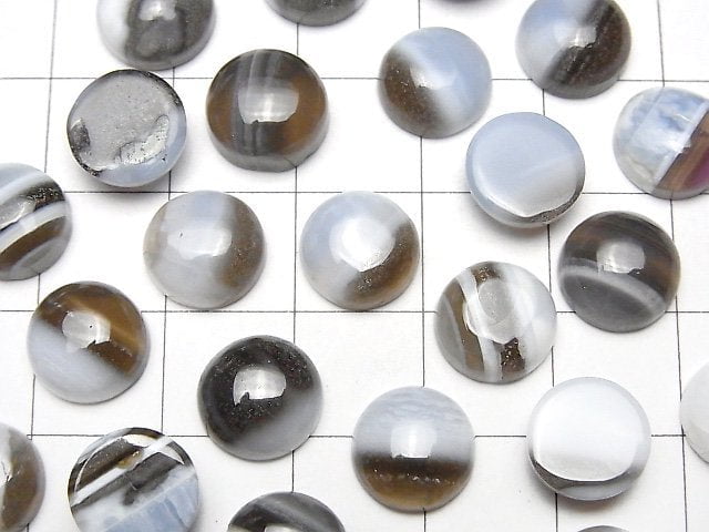 Gestreifter blauer Opal AAA Runde Cabochon 10 x 10 mm 5 Stück