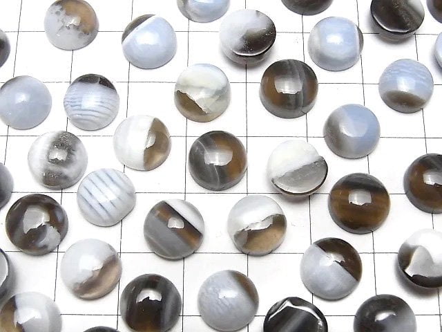 Gestreifter blauer Opal AAA Runde Cabochon 10 x 10 mm 5 Stück