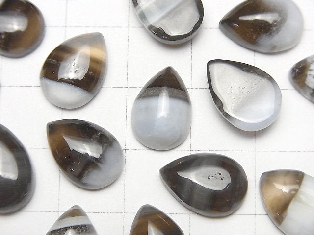 Gestreifter blauer Opal AAA Tropfenform Cabochon 14 x 10 mm 7 Stück