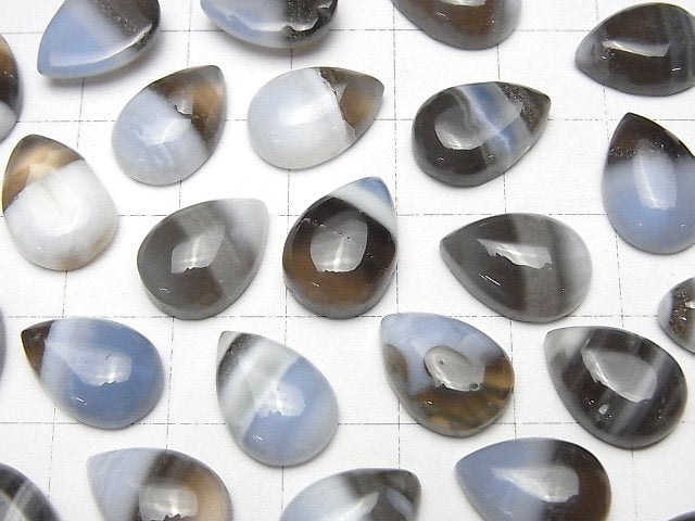 Gestreifter blauer Opal AAA Tropfenform Cabochon 14 x 10 mm 7 Stück
