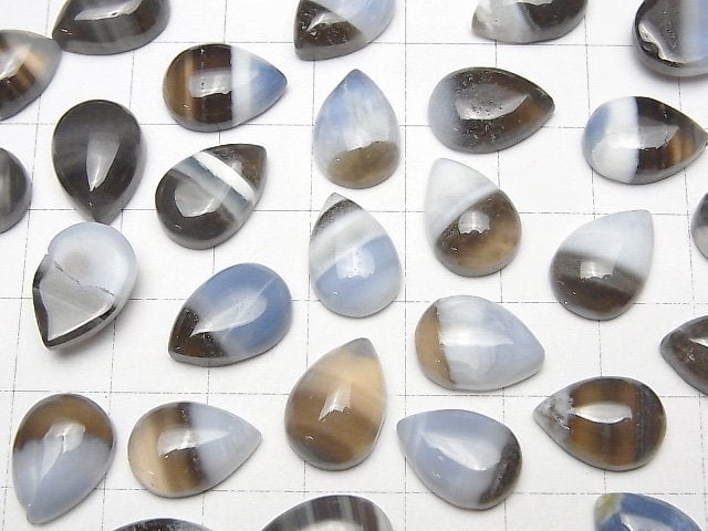 Gestreifter blauer Opal AAA Tropfenform Cabochon 14 x 10 mm 7 Stück