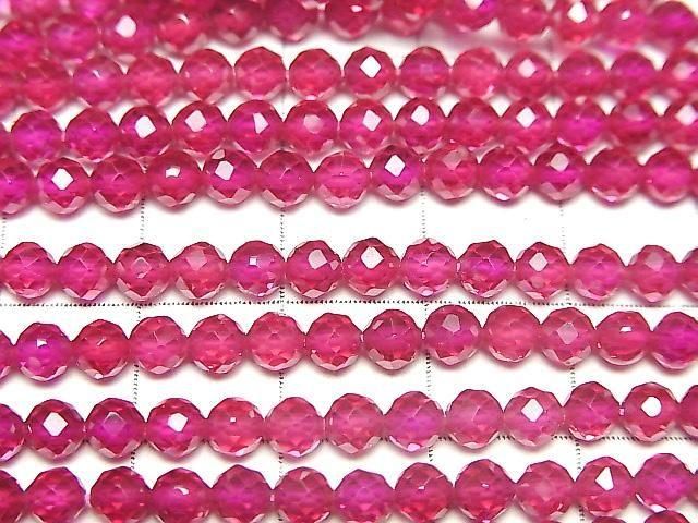 Hohe Qualität! Synthetischer Rubin AAA facettierte Runde 4 mm halb oder 1 Strang Perlen (ca. 15 Zoll / 36 cm)