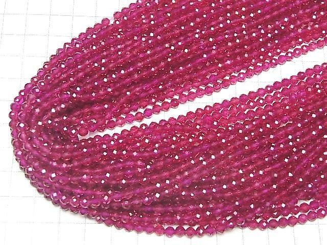 Hohe Qualität! Synthetischer Rubin AAA facettierte Runde 4 mm halb oder 1 Strang Perlen (ca. 15 Zoll / 36 cm)