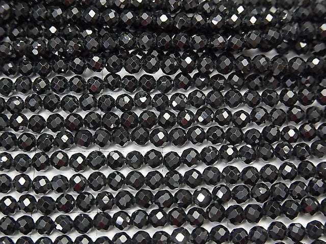 Hochwertig! 3 Stück $7.79! Hochwertiger schwarzer Spinell AAA facettierte runde 3mm 1strang Perlen (ca. 14 Zoll / 35 cm)