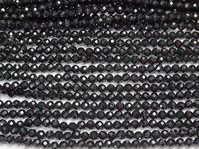Hochwertig! 3 Stück $7.79! Hochwertiger schwarzer Spinell AAA facettierte runde 3mm 1strang Perlen (ca. 14 Zoll / 35 cm)
