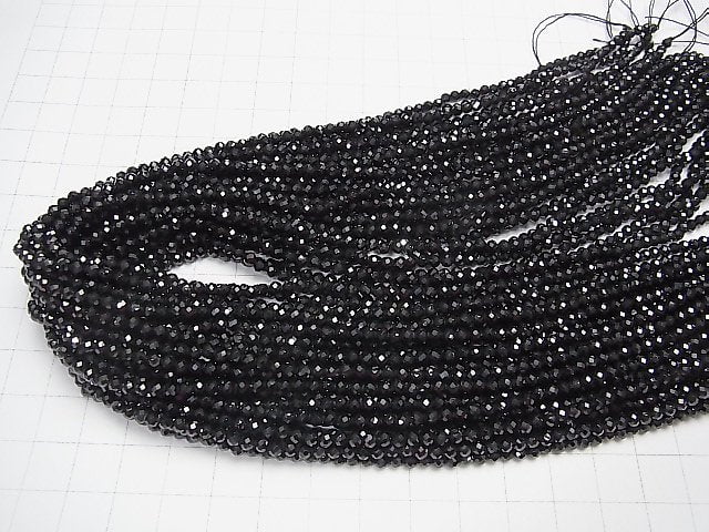 Hochwertig! 3 Stück $7.79! Hochwertiger schwarzer Spinell AAA facettierte runde 3mm 1strang Perlen (ca. 14 Zoll / 35 cm)