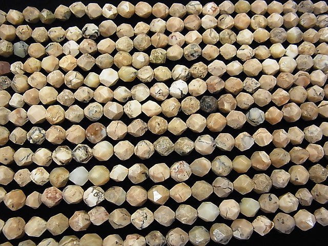 Afrikanischer Opal 20-facettierte runde 8mm halb oder 1strang Perlen (ca. 15 Zoll / 36 cm)