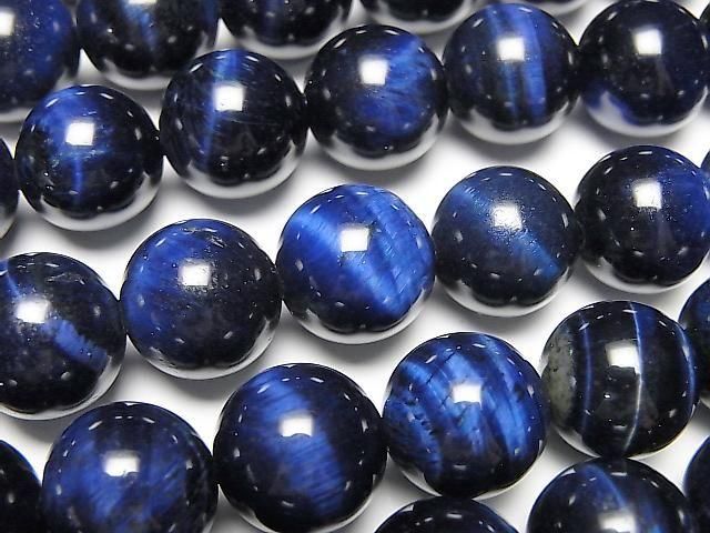 Œil de tigre bleu AA++ rond 12mm perles (environ 15 pouces / 36cm) demi ou 1 fil