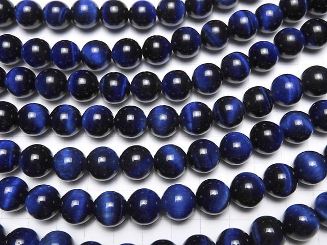 Blaue Tigeraugen AA++ Rund 12mm halb oder 1strang Perlen (ca. 15 Zoll / 36 cm)