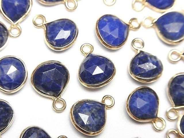 Lapislazuli AA++ Zargenfassung Kastanienform 9x9mm Rosenschliff 18KGP 3 Stück