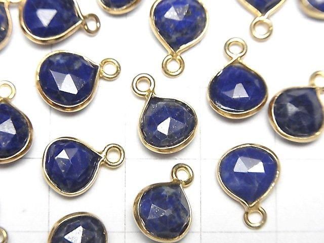 Lapislazuli AA++ Zargenfassung Kastanienform 9x9mm Rosenschliff 18KGP 3 Stück