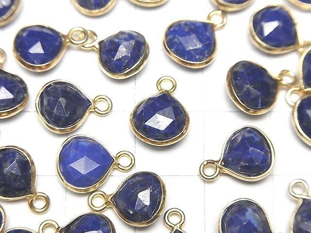Lapislazuli AA++ Zargenfassung Kastanienform 9x9mm Rosenschliff 18KGP 3 Stück