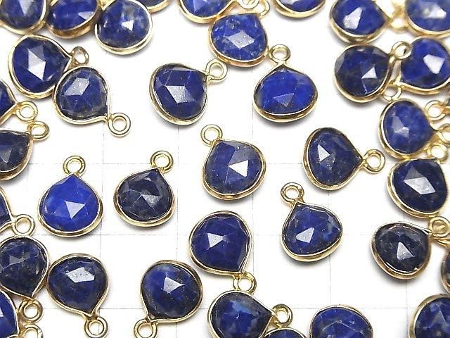 Lapislazuli AA++ Zargenfassung Kastanienform 9x9mm Rosenschliff 18KGP 3 Stück