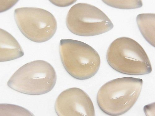 Grauer Onyx AAA Birnenform Cabochon 14x10mm 3 Stück