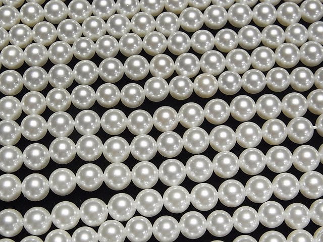 1Strang 3,79 $! Muschelperle Weiß Rund 6mm 1Strang Perlen (ca. 15 Zoll / 38 cm)