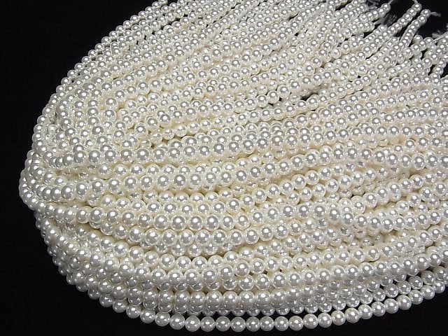 1Strang 3,79 $! Muschelperle Weiß Rund 6mm 1Strang Perlen (ca. 15 Zoll / 38 cm)