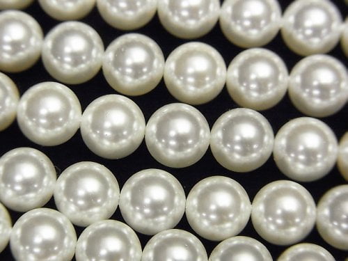 Muschelperle Weiß Rund 8mm 1Strang Perlen (ca. 15 Zoll / 38 cm)