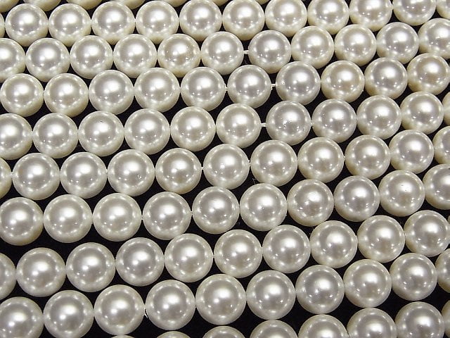 Muschelperle Weiß Rund 8mm 1Strang Perlen (ca. 15 Zoll / 38 cm)