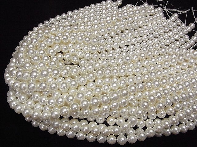 Muschelperle Weiß Rund 8mm 1Strang Perlen (ca. 15 Zoll / 38 cm)